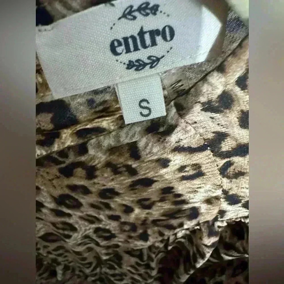 Entro Midi Babydoll A-Line Womens Dress Size Small Animal Print Leopard Lined - Picture 4 of 7
